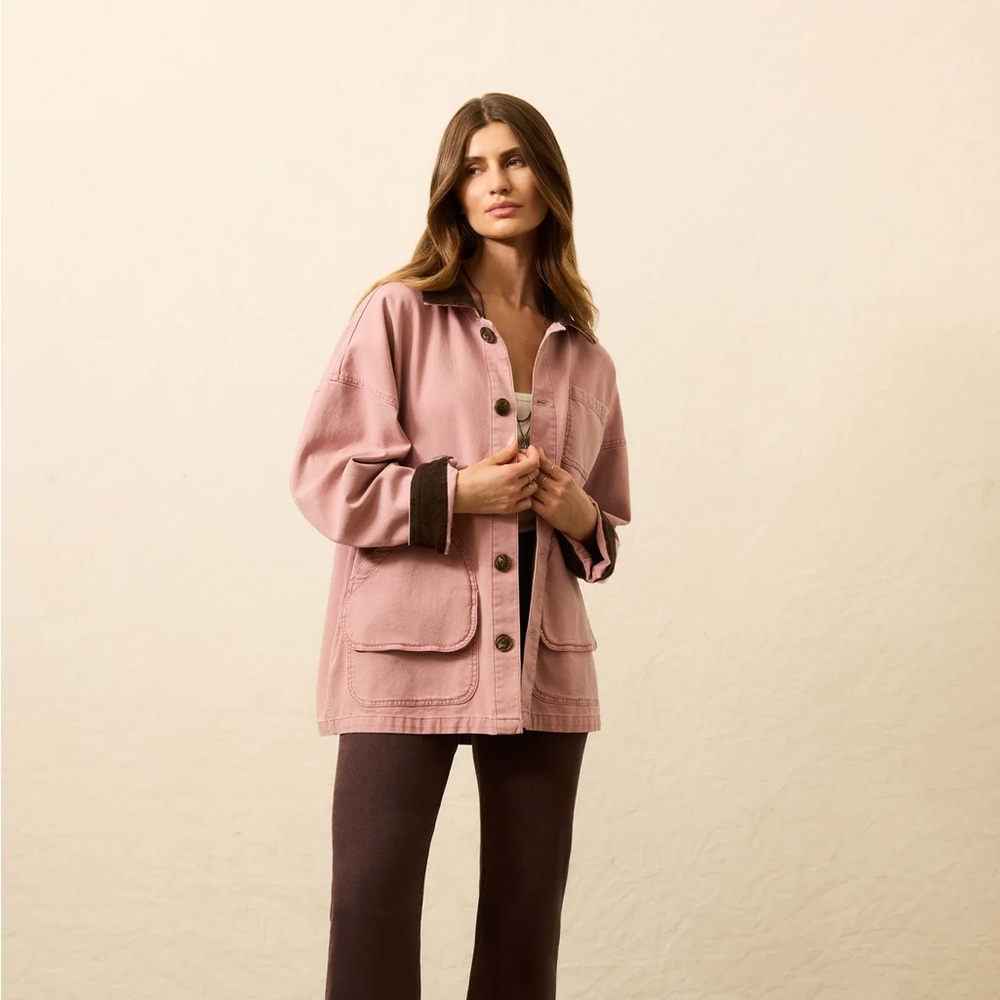 NWOT Corduroy Pink+ Brown Jacket